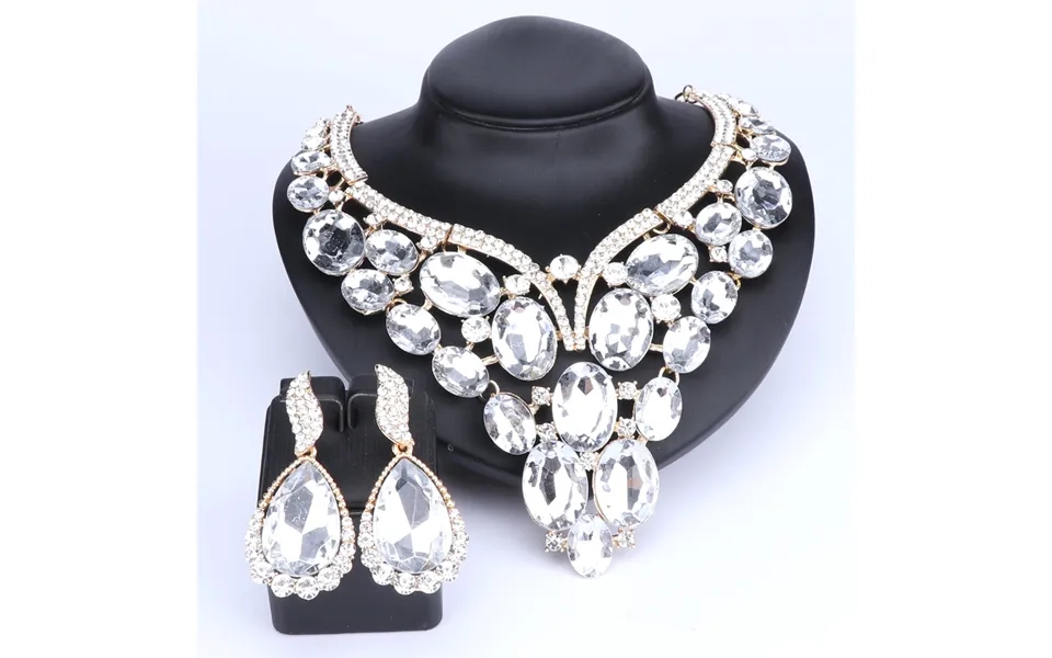 Crystal Earrings Necklaces Sets Gold Color Jewelry Sets For Women Geometric Design Wedding Jewelry Sets