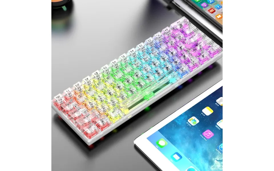 Dazzling Silver Fox K30 Pro Wireless Bluetooth The Third Mock Examination Transparent 61 Key Mechanical White Axis