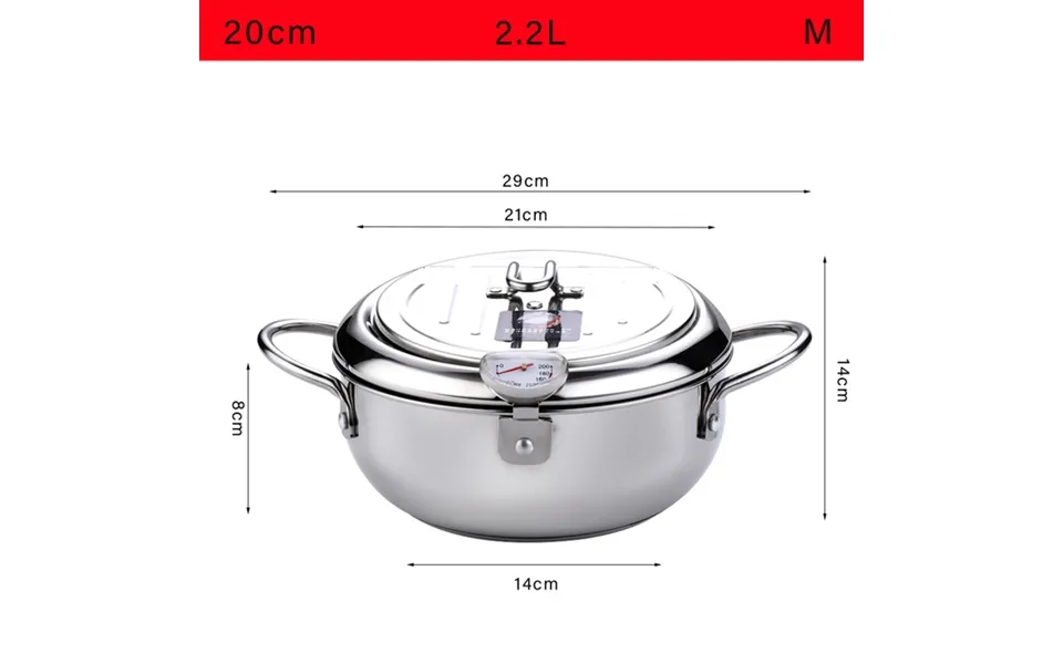 Deep Fryer With Thermometer And Lid 304 Stainless Steel Kitchen Tempura Fryer Pan Fryer Without Oil Frying Pan Fryer