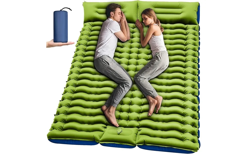Double Sleeping Pad - Self Inflating 4 Extra-thick For 2 Person With Pillow Built-in Foot Pump Inflatable Sleeping Mat F
