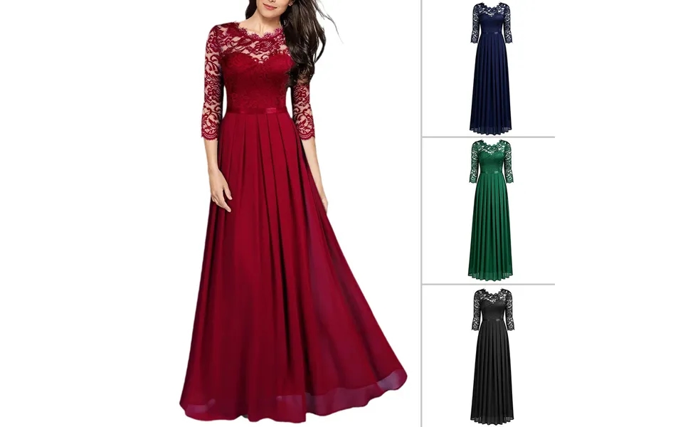 Dress Chiffon Spliced Lace Long Dress Bridesmaid Evening Dress Women's Clothing