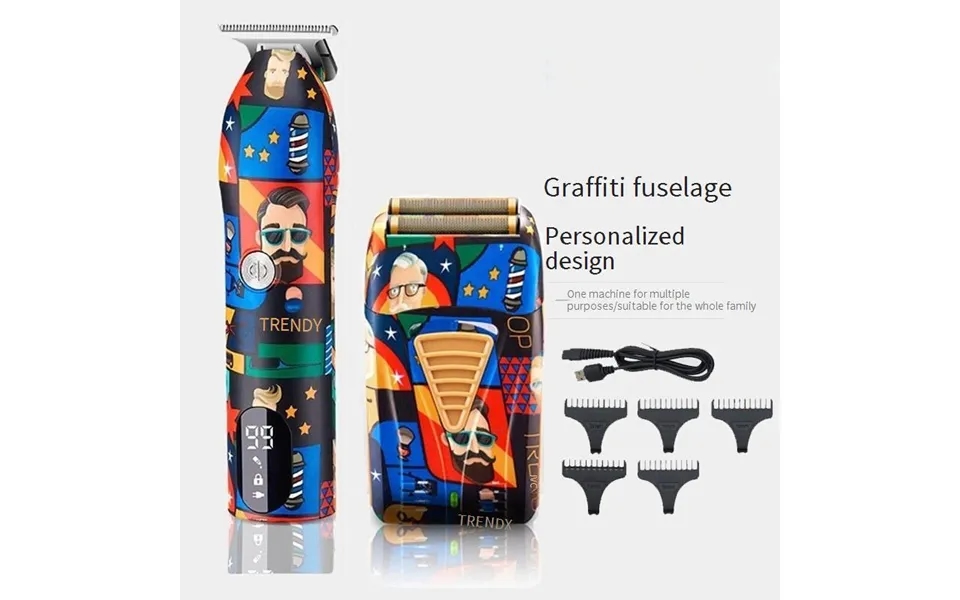 Dual Graffiti Electric Shaver - Usb Rechargeable, Low Noise 36db , Detachable & Washable Head, 2