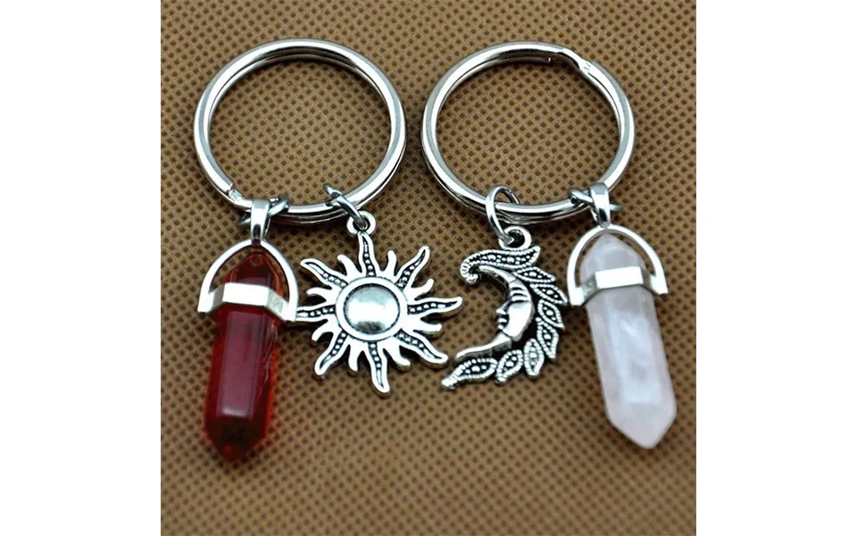 Education & Office Supplies 2 Pieces Of Sun And Moon Crystal Keychains