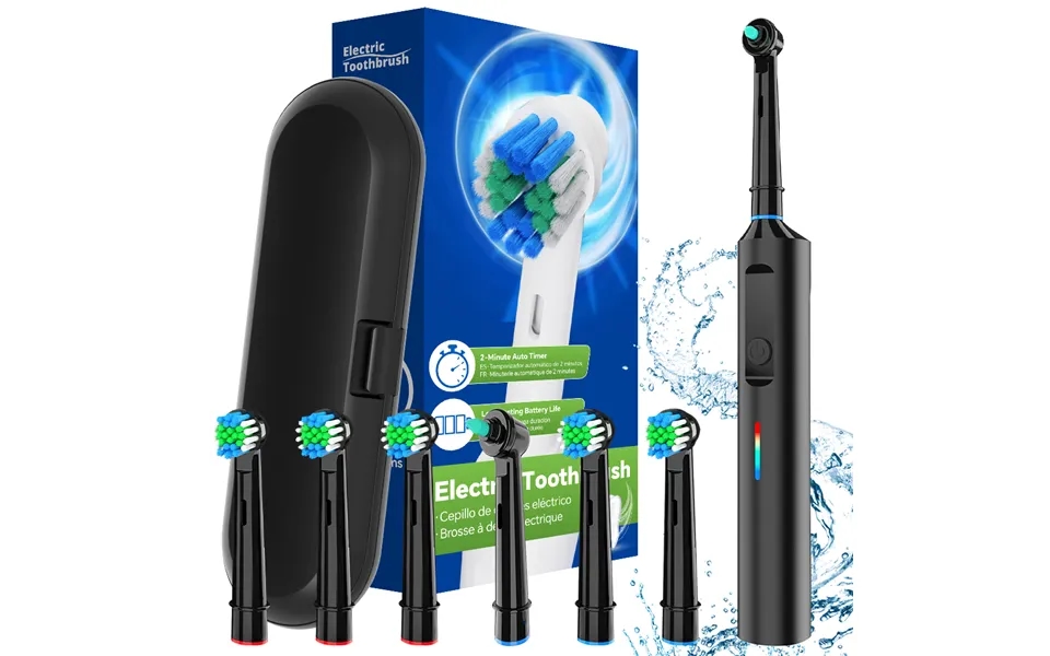 Electric Toothbrush With 6 Brush Heads & Travel Case, Rechargeable Electric Toothbrushes - 3 Modes And 2 Min Timer, Comp