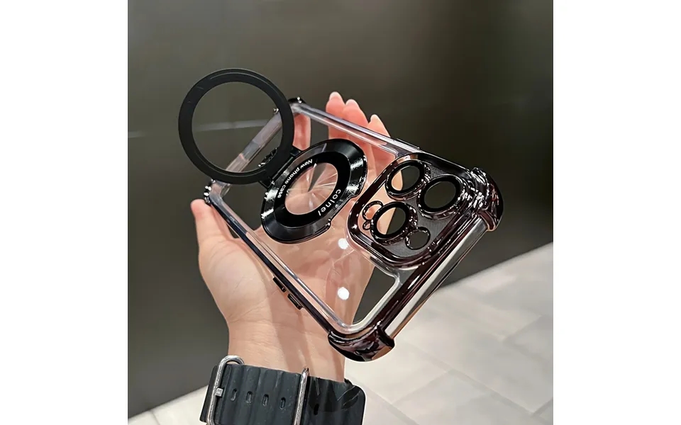 Electroplating Clear Kickstand Case For Iphone 13 12 Pro Max 14 15 Plus With Magnetic Bracket Holder Mobile Phone Shell