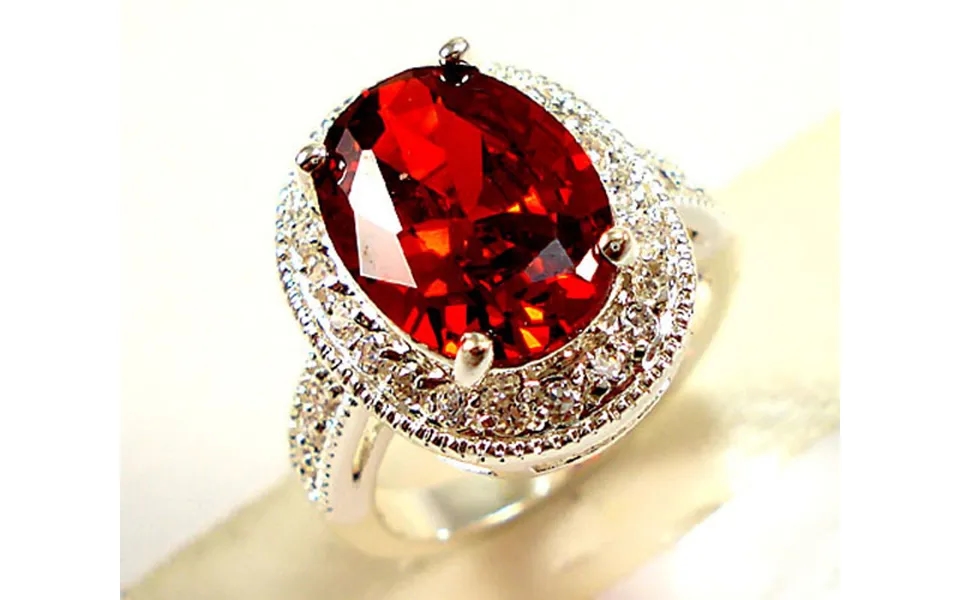 Elegant Lady's Red Corundum Ring Large Zircon Fashion Party First Jewelry