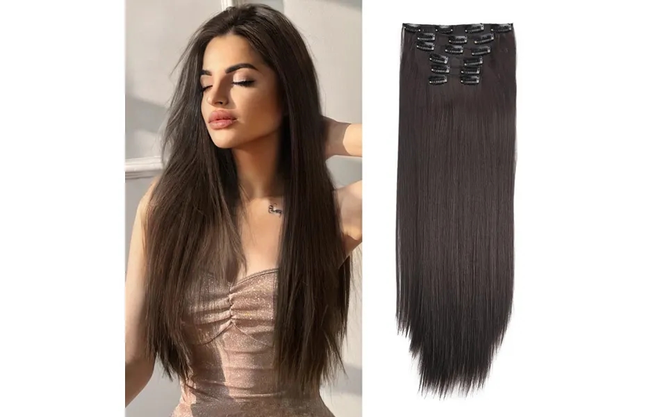 European And American Women's 6-piece Clip Hair Extensions 16-card Long Straight Hair Seamless Hair Extensions Wig Piece