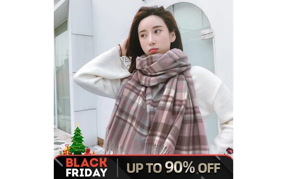Explosive Designer Big Ladies Christmas Faux Cashmere Warm Plus Anti-cold Colour Plaid Thick Autumn And Winter Warm Vers