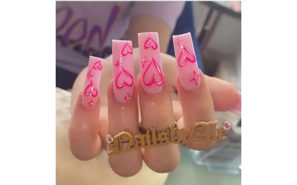 Fake Nails Heart Pattern Full Cover Fake Nails Diy Glue Press On Nails Nail Supplies For Professionals Female Women Girl