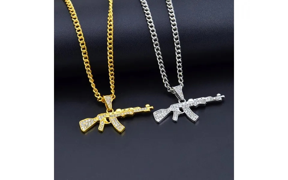 Fashion Ak47 Gun Shape Pendant Necklace For Women Men Gifts Hip Hop Gold Silver Submachine Gun Army Male Chain Choker Je