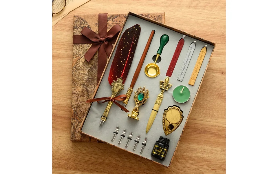 Feather Pen Set With Ink British Retro Dip Feather Pen Wax Seal Student Dip Pen