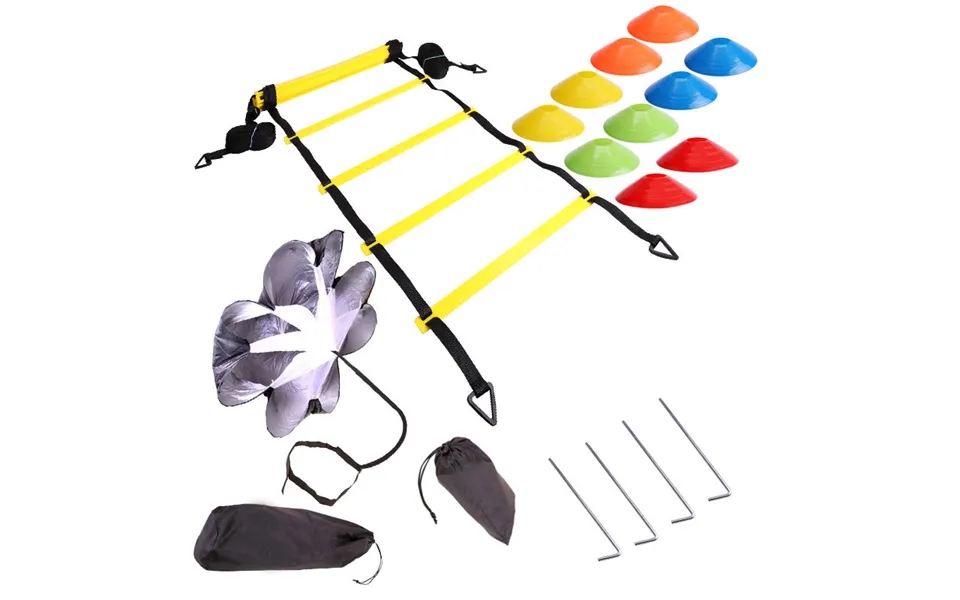 Football Training Agility Ladder Step Training Rope Resistance Parachute Jumping Ladder Training Set Ground Nail