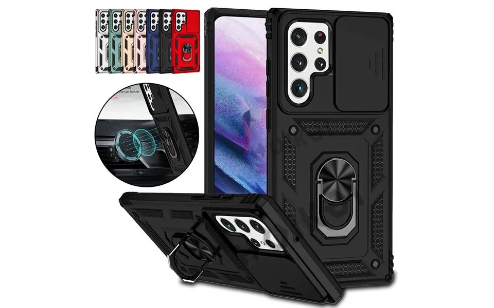 For Samsung Galaxy S22 S21 Plus Ultra Fe A52 A32 A72 A22 A13 A12 Ring Stand Armor Slide Camera Protection Kickstand Phon