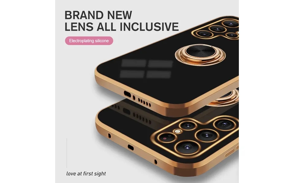 For Samsung Galaxy S24 Ultra Case Gold Frame Plating Soft Cover Samsungs24 Plus S24 S24ultra 5g Car Magnetic Ring