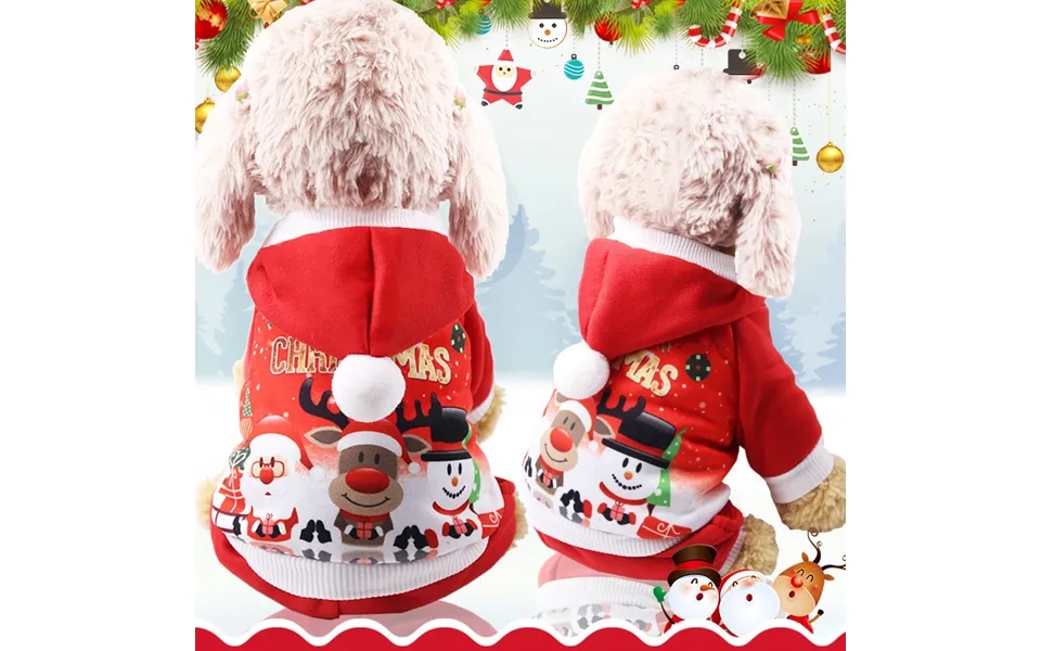 Four Legs Christmas Old Snowman Elk Fleece Hoodie Dog Cat Pet Clothes