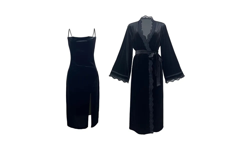 French Swing Collar Sexy Slit Pure Desire Backless Velvet Sweet Nightgown Simple Outer Robe Home Set