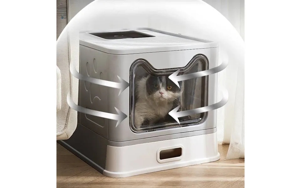 Fully Enclosed Stainless Steel Cat Litter Box Large Drawer Style Folding Anti Odor Cat Toilet Anti Splash Pet Supplies