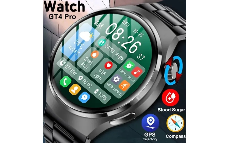 Gt4 Pro Smart Watch 1.54 Amoled Hd Screen Sport Bluetooth Call Nfc Compass Gps Men Women Business Waterproof Smartwatch