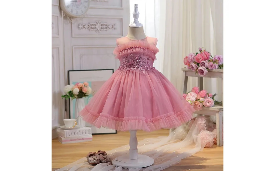 High Quality Soft Wedding Girls Dress Dress Pearl Sequin Flower Girl Dress Evening Show Children Princess Dress