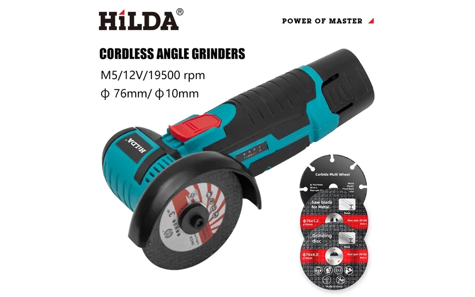 Hilda 12v Cordless Brushless Angle Grinder - 3 Inch Mini Electric Grinder With Lithium Battery, Lightweight & Powerful F