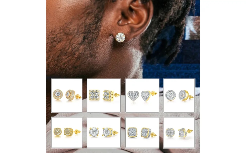 Hip Hop Zircon Earrings For Men And Women Full Diamond Gold Plated Thread Earrings And Earrings