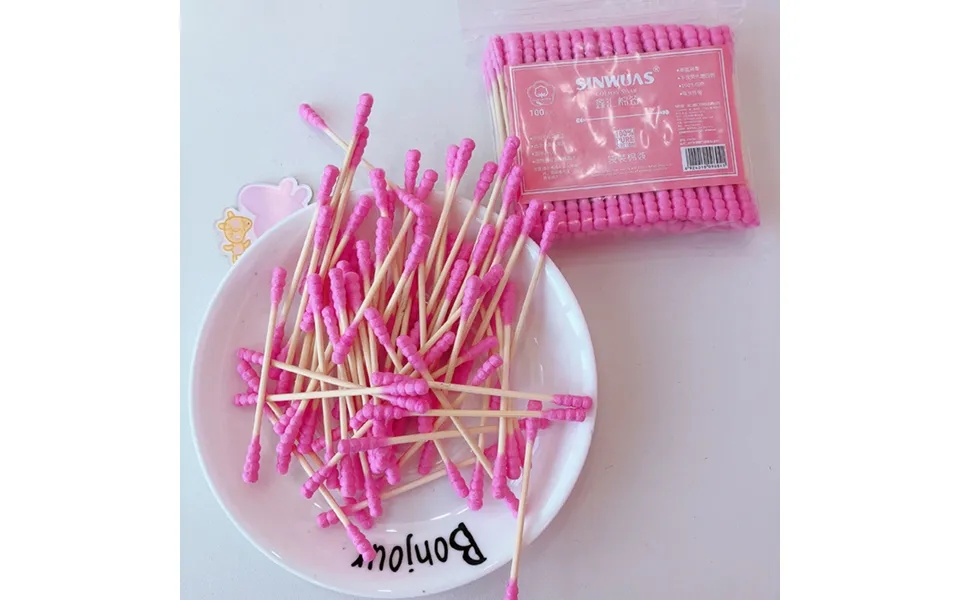 Hislaves 100pcs Double Head Disposable Makeup Cotton Swab Cosmetics Cleaning Remover