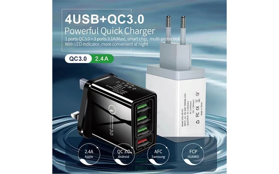 Home Furniture Qc3.0 Multi Port 4usb Fast Charger With Light 5v 9v 12v Travel Charger