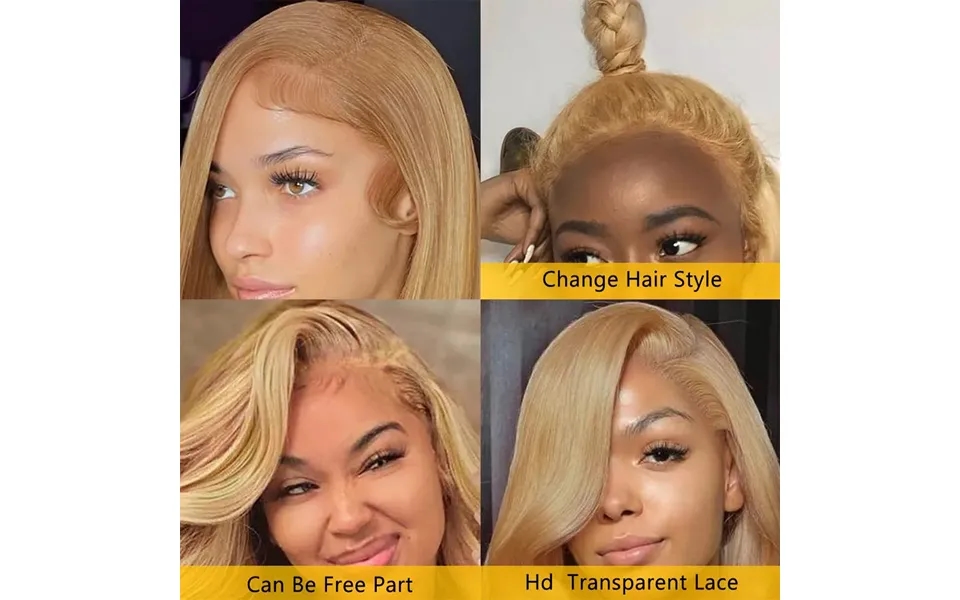 Hot Selling Honey Blonde 27 Pre Plucked 13x4 Hd Human Hair Transparent Straight Lace Front Wig For Women