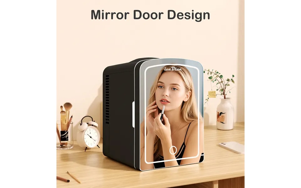 Iceblue 4-liter Portable Mini Fridge For Iceblue Skincare With Mirrored Door And Dimmable Led Light