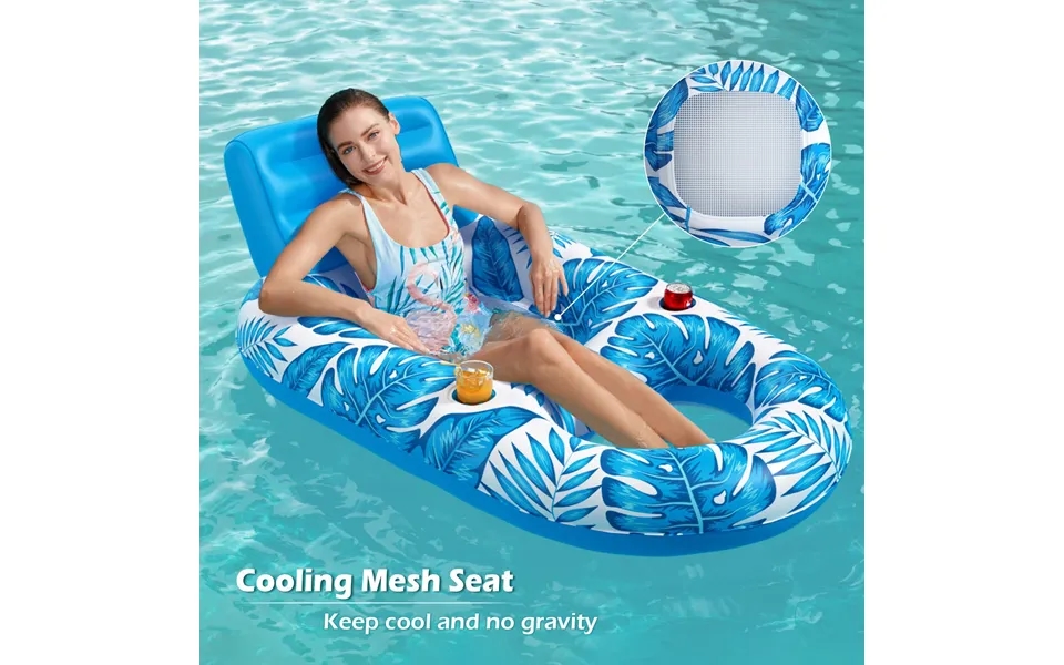 Inflatable Floating Chair Upright Lounge Swimming Pool Lounge Chair Portable Multifunctional Swimming Circle Water Infla