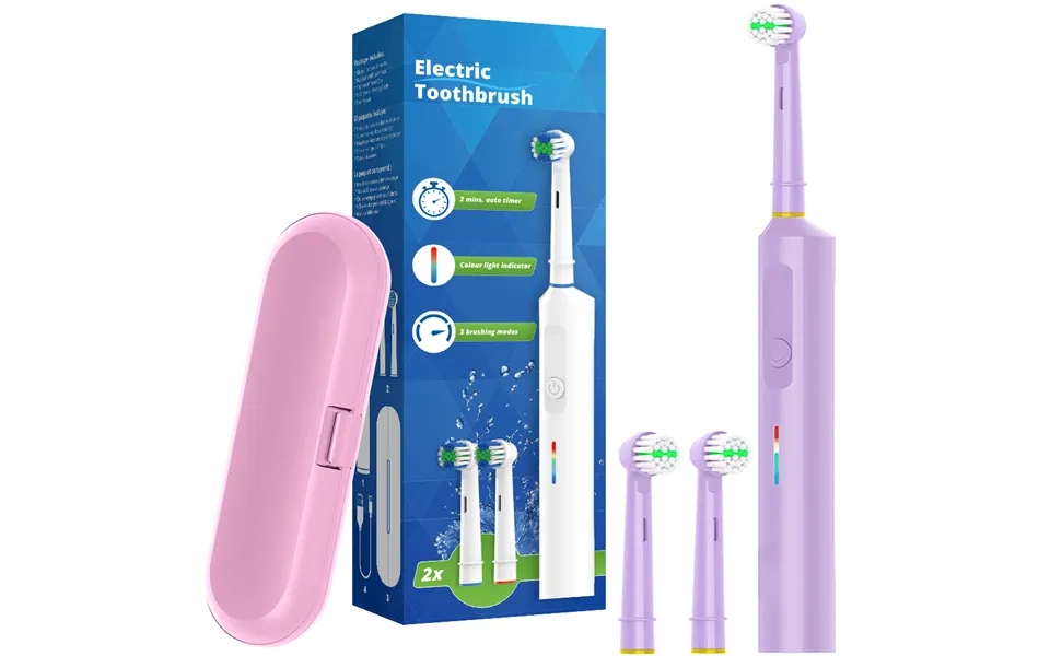 Intelligent Electric Toothbrush With 2 Heads, Rechargeable Rotating Electric Toothbrushes - 3 Modes And 2 Min Timer, Com