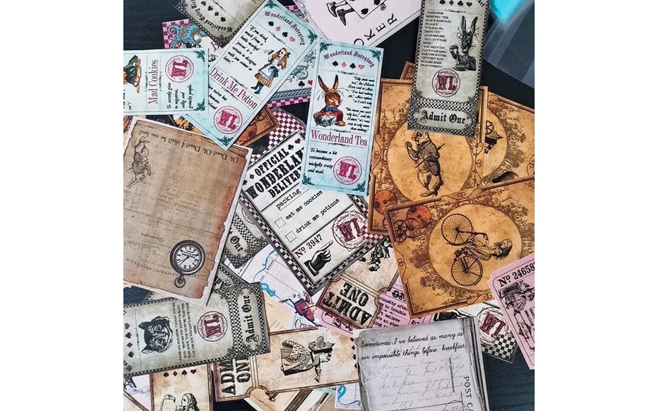 Junk Journal Retro Material Package Stickers Alice Rabbit Theme Handbook Stickers Handbook Album