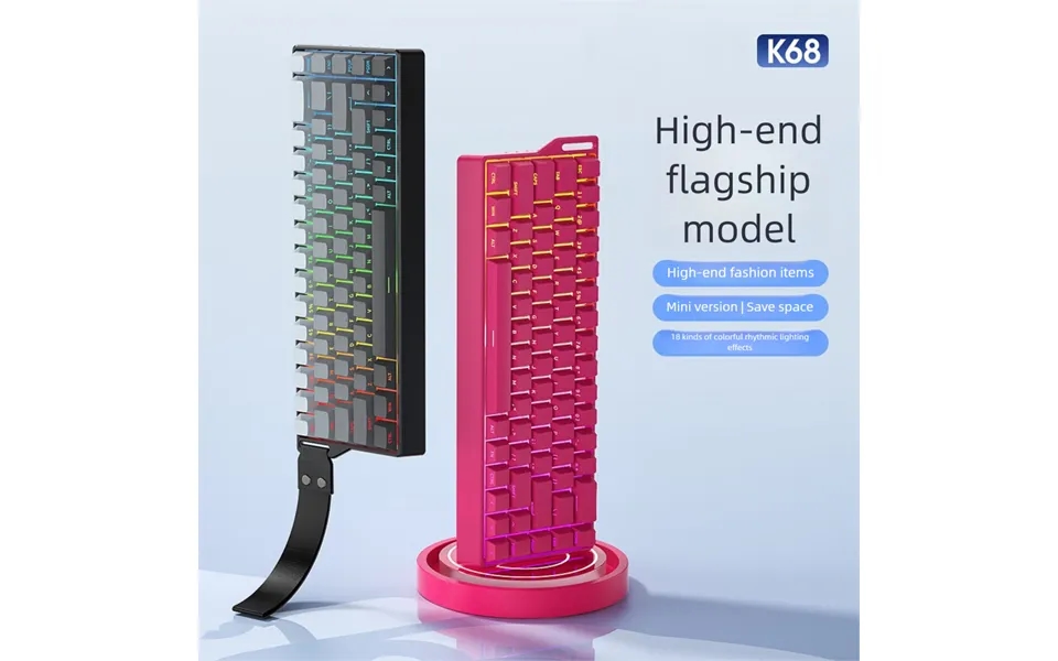 K68 Three-mode Bluetooth Wireless Rgb Gaming E-sports Dedicated 68-key Side-engraved Wired Mechanical Keyboard