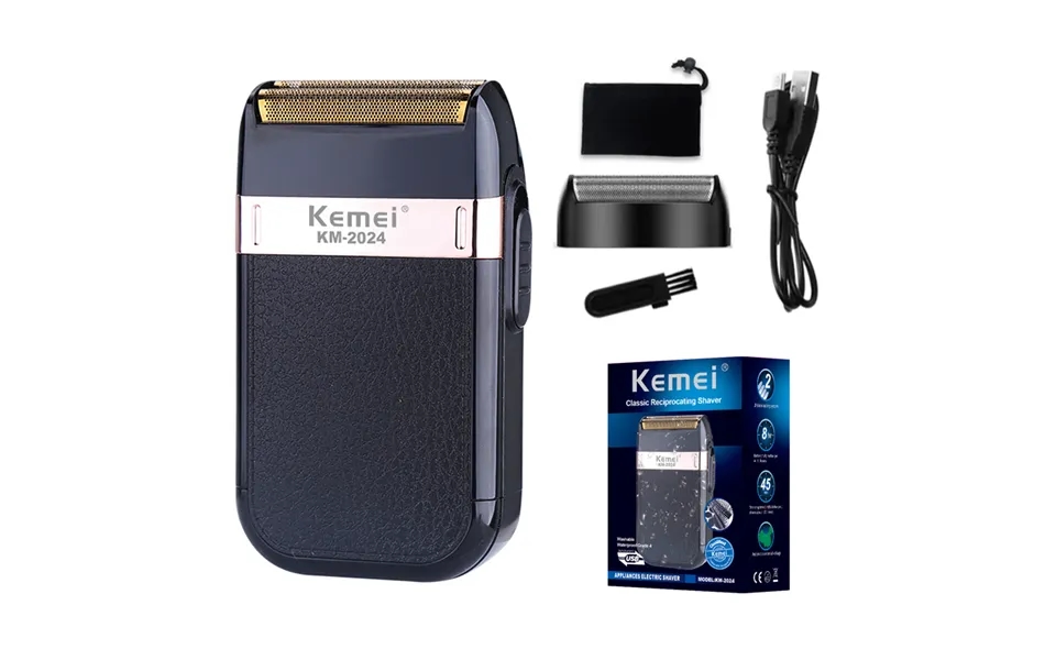 Kemei Electric Shaver For Men Fashionable Men's Leather Shell Waterproof Rechargeable Professional Beard Trimmer Razor K