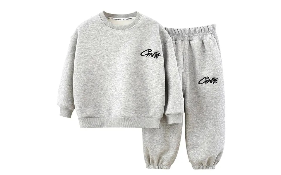 Kids' Fleece-lined Hoodie & Jogger Set - Cozy Winter Tracksuit With Embroidery Detail, Unisex Casual Outfit