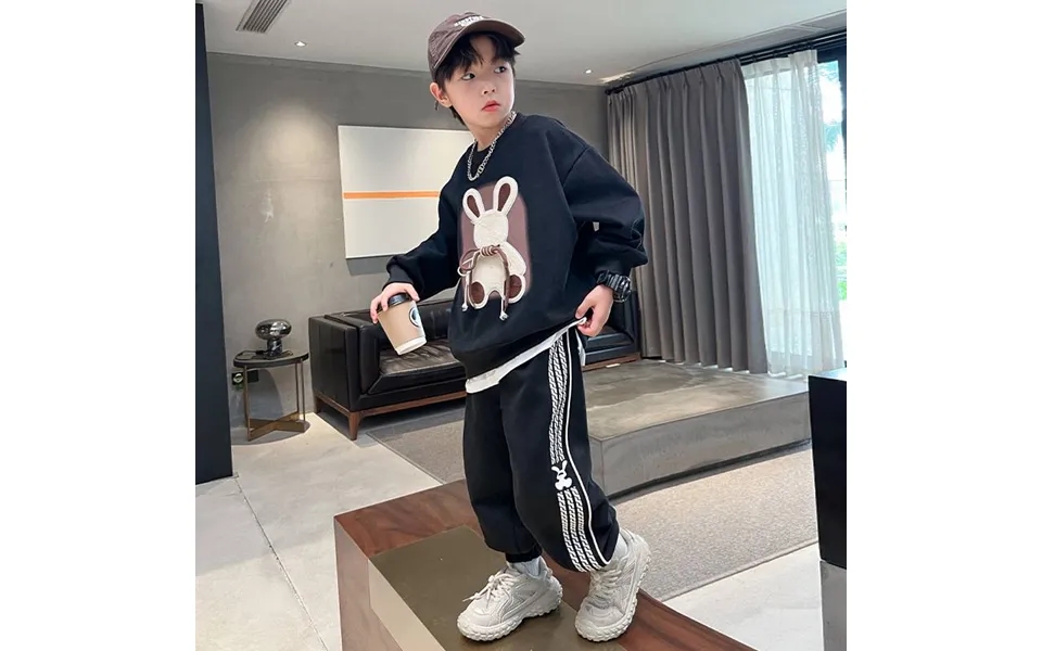 Kids'clothing Children's Clothing Boy Cartoon Rabbit Medium Children's Sports Explosion Street Foreign Style Two-piece F