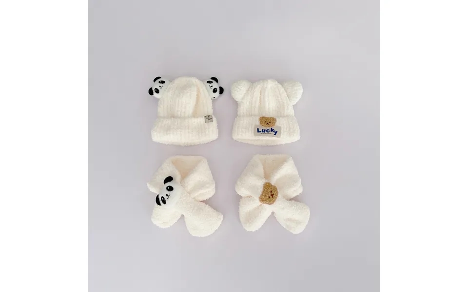 Kids'hats Baby Scarf And Hat Set Two-piece Autumn And Winter Cute Furry Hat Windproof Warm Bib Ear Protective Cold Hat