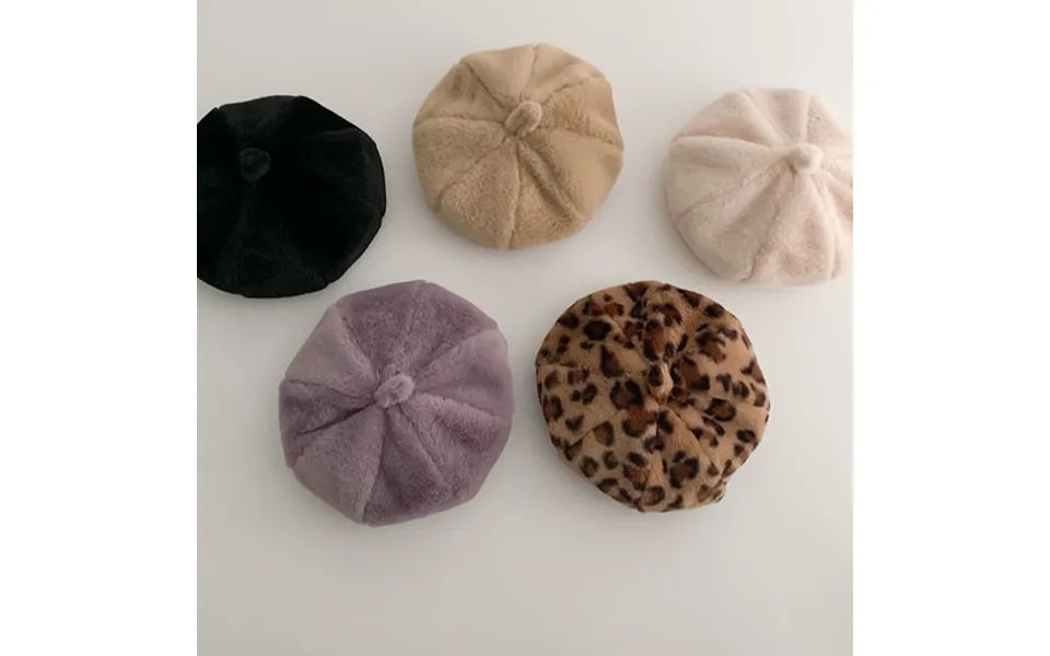 Kids'hats Imitation Rabbit Fur Leopard Print Beret Hat For Children