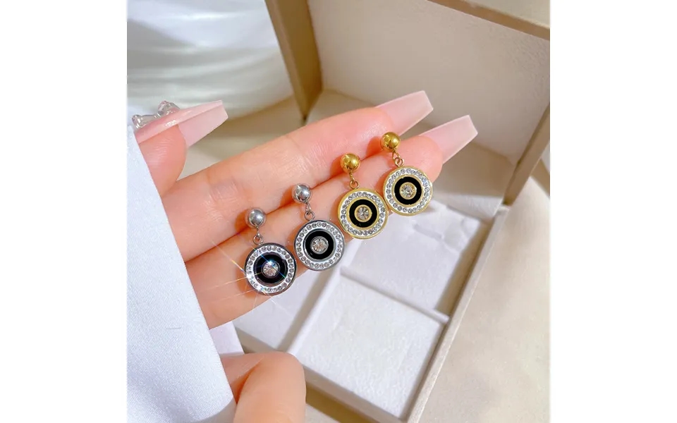 Korean Round Crystal Earrings For Women Man Stainless Steel Roman Numeral Pendant Small Earrings Lady 2023 Fashion Jewel