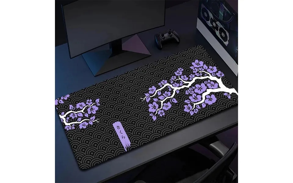 Large Gamer Mousepad Purple Cherry Blossom Keyboard Xxxl Mouse Pc Accessories Rubber Desk Mat 90x40