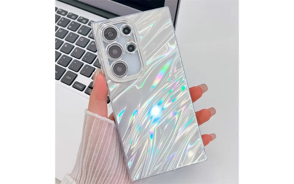 Laser Ripple Marble Case For Samsung Galaxy S24 Fe Plus S23 Ultra A15 A55 A54 A25 A35 Hard Pc Glitter Camera Protection