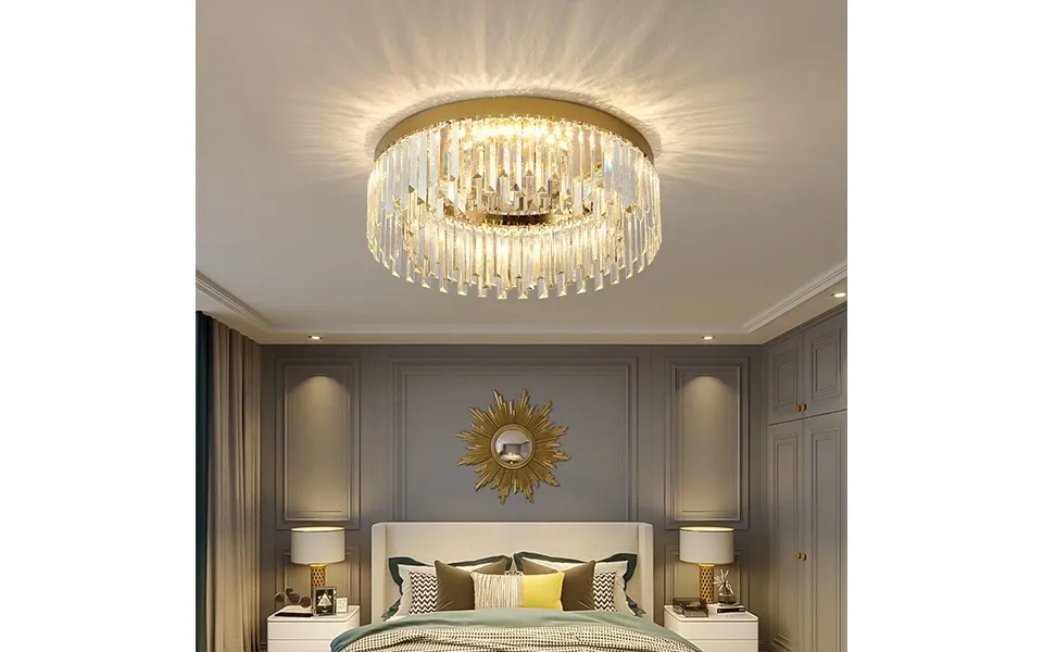 Led Crystal Ceiling Chandelier Siling Pendant Lampu Kristal Surface Light Ikea