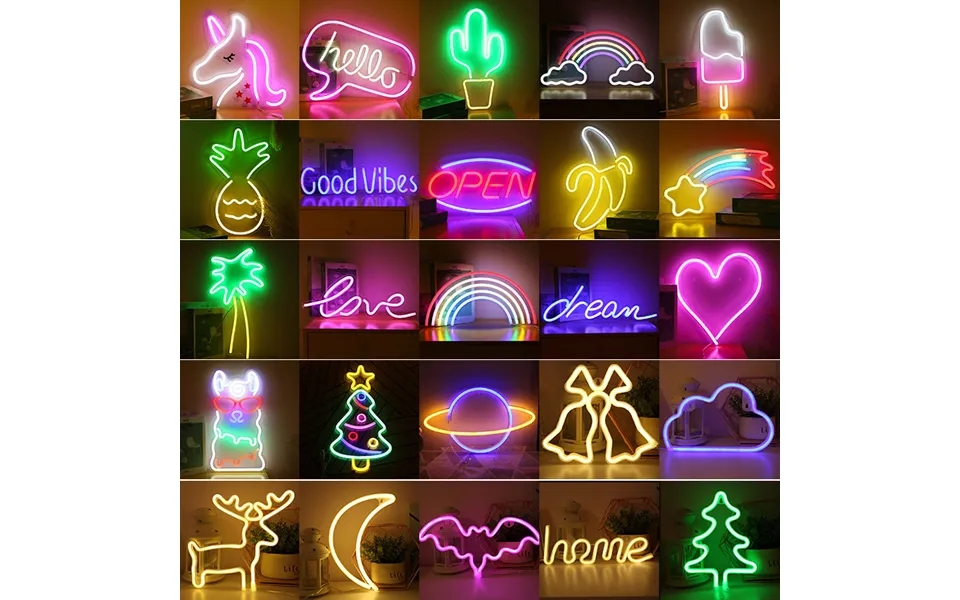 Led Neon Moon Heart Rainbow Star Creative Night Light For Bedroom Decor - Battery & Usb Powered