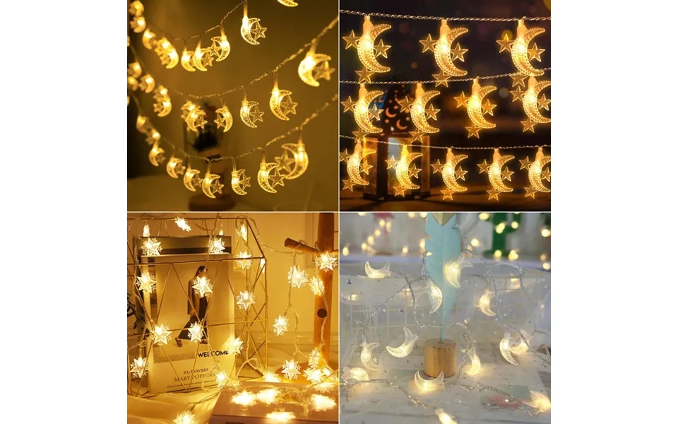 Led Star & Moon Fairy Lights - Battery Usb Solar Powered Decorative String Lights For Christmas, Ramadan, Home & Party D