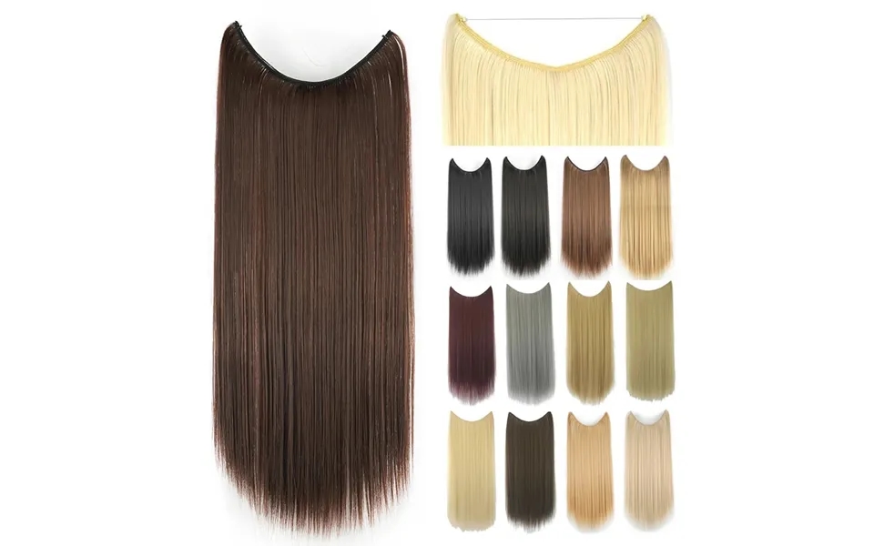 Long Straight Brown Synthetic Extensions Fish Line Invisible Hairpiece Hair Accessories Cabelo Perruque Postiche