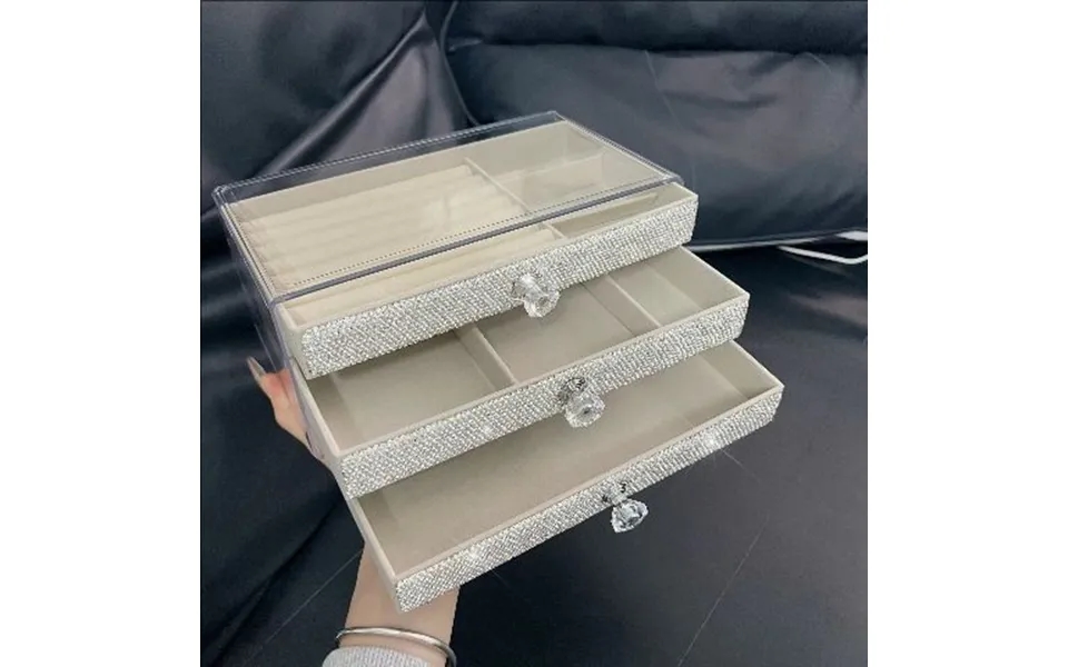 Luxury Velvet Jewelry Organizer Box Diamond-accented Multi-drawer Storage For Earrings - Necklaces & Rings Elegant Deskt