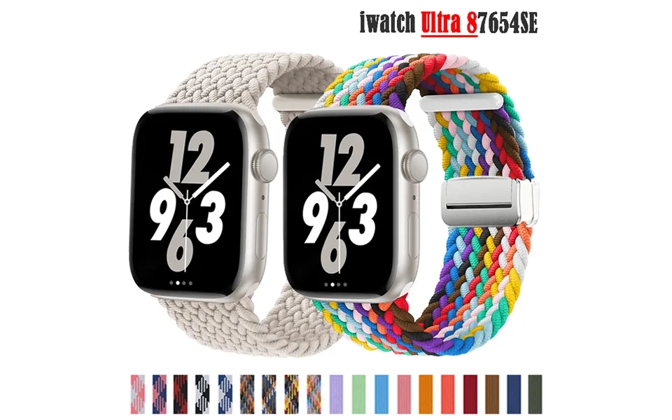 Magnetic Buckle For Apple Watch Ultra 49mm Braided Solo Loop Band Iwatch Series 8 7 Se 6 5 4 3 Strap 44mm 40mm 45mm 41mm