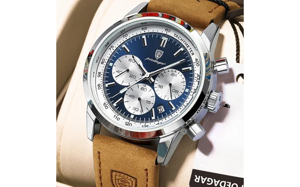 Men Quartz Watches Chronograph Waterproof Luminous Men's Wristwatch Leather Luxury Man Watch Casual Clock