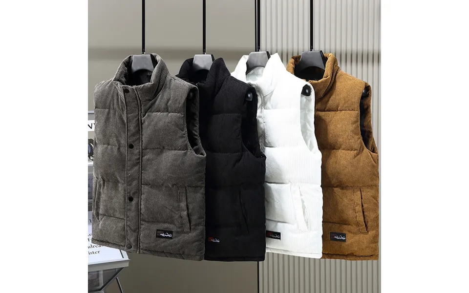 Men's Clothing Down Cotton Vest Men's Autumn And Winter Thickened Corduroy Stand Collar Vest Trendy Jacket Warm Vest Ves
