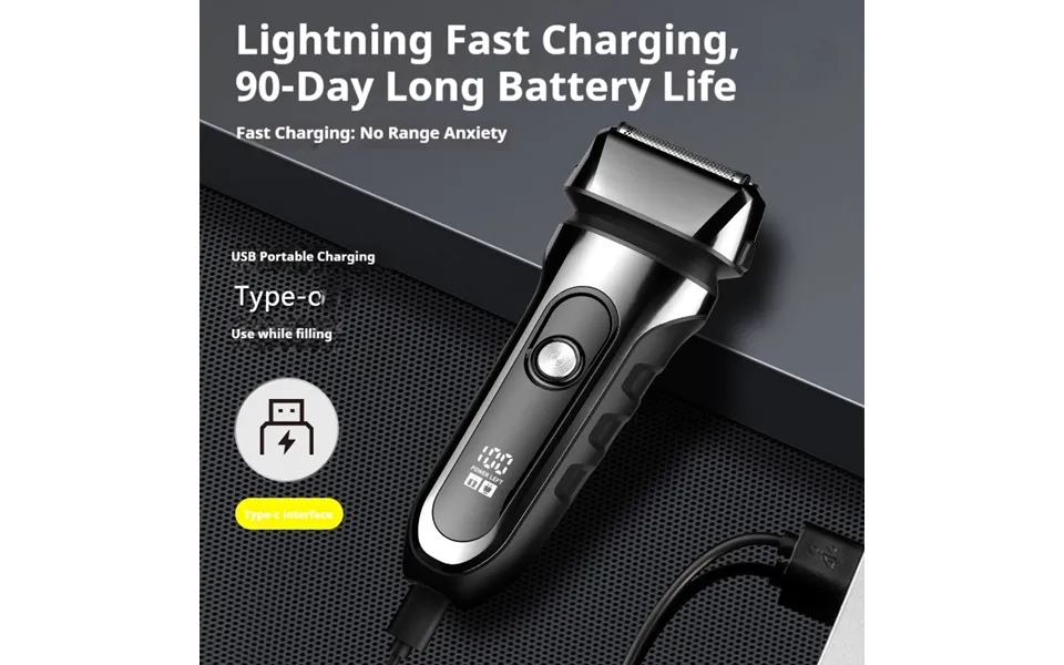 Men's Electric Shaver - Rechargeable 2-blade Rotary Shaver With Floating Head, Ipx7 Waterproof, Led Display, 90-min Runt